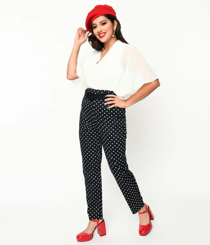 Collectif Black & White Polka Dot Belted Thea Pants