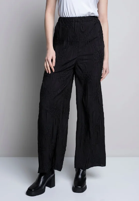 Wide-Leg Embossed Pants