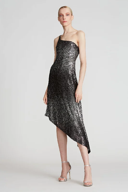 Ariah Ombre Sequin Dress - Black / Silver