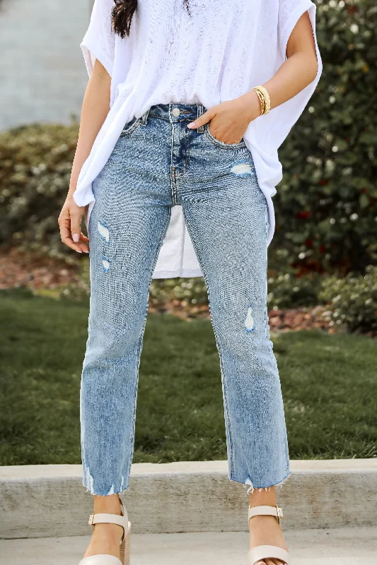 Aubrey Light Wash Distressed High-Rise Kick Flare Jeans