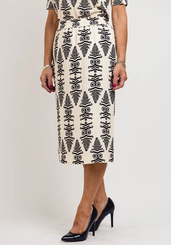 Eugen Klein Tribal Print Midi Skirt, Cream