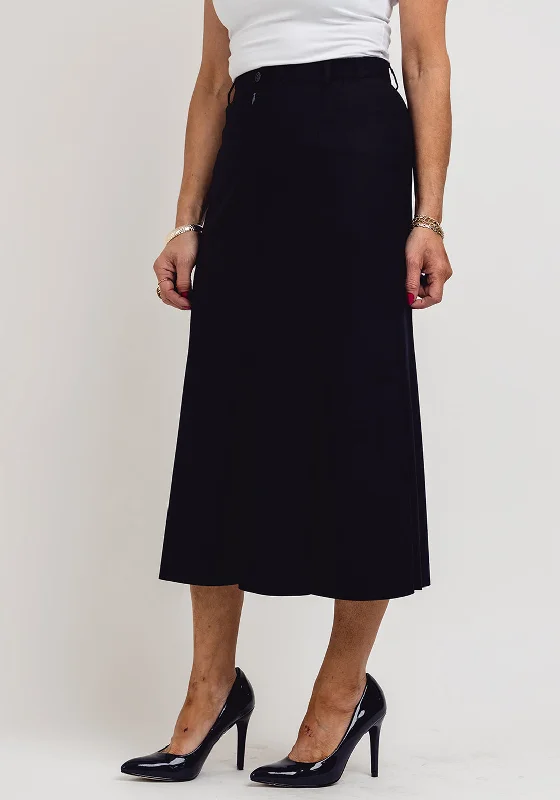 Eugen Klein Woven Midi Skirt, Navy