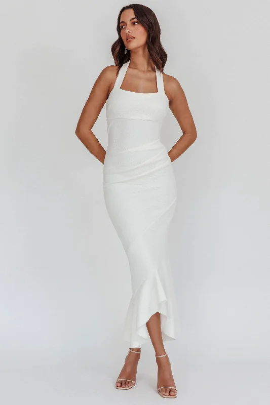 Fire Of Stars Halterneck Midi Dress White