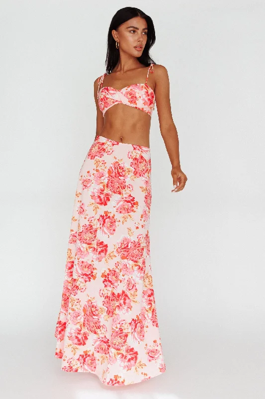 Gabbi Maxi Skirt Floral Print Pink