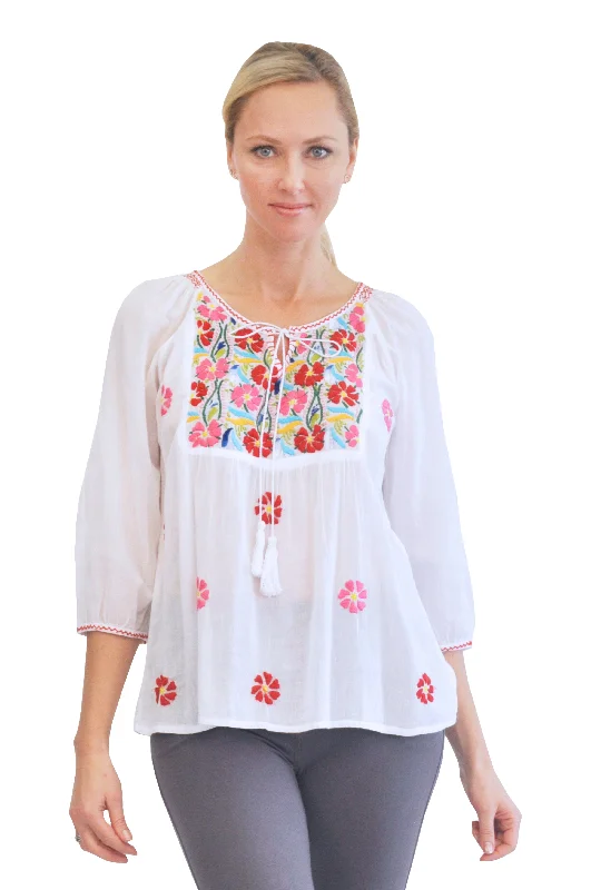 La Cera Multicolored Embroidered Top