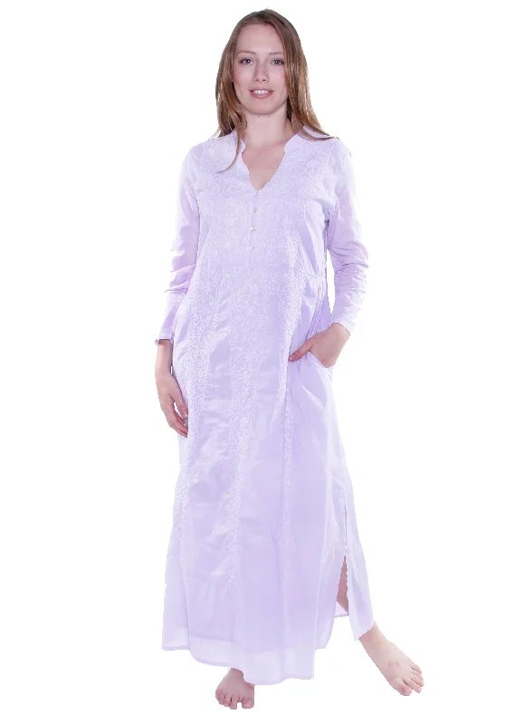 La Cera Notch V-Neck Embroidered Caftan