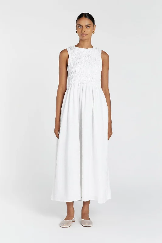 LESSI WHITE LINEN MAXI DRESS