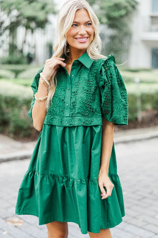 Love You Truly Hunter Green Lace Dress