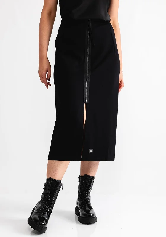 Naya Zip Front A-Line Skirt, Black