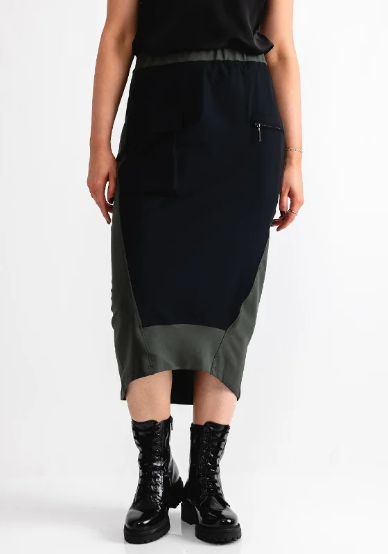 Naya Pocket Detail Pencil Skirt, Green and Black