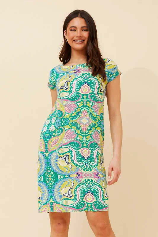 PAULA PAISLEY PRINT SHIFT DRESS