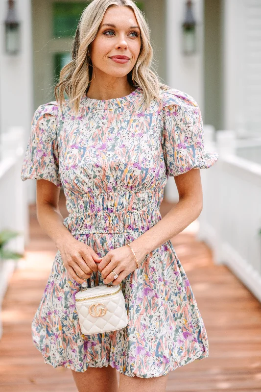 Pickin' Wild Flowers Ivory White Floral Dress