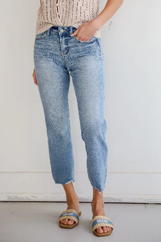 Regina Light Wash Distressed Straight Leg Jeans