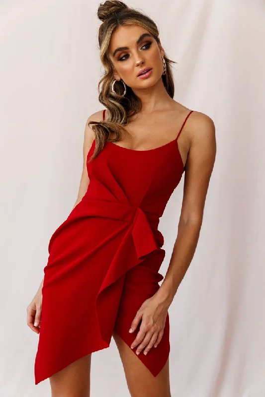 Tesla Cami Strap Sculpted Fabric Dress Red