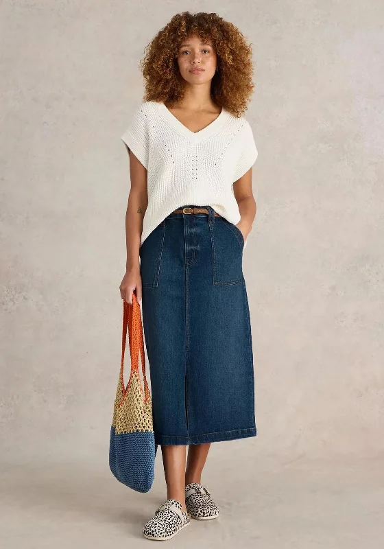 White Stuff Maren Denim Midi Skirt, Blue