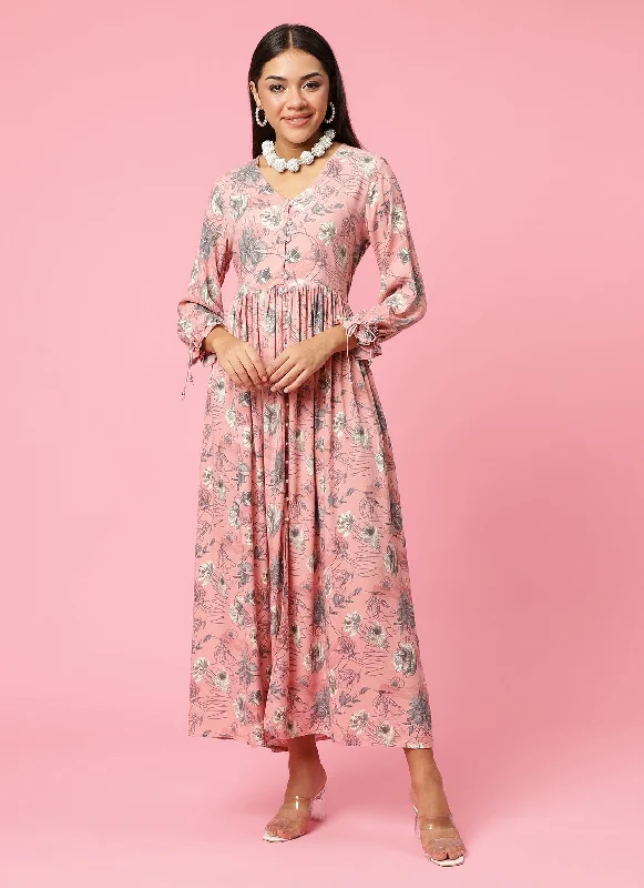 Women Pink Floral Printed Dress