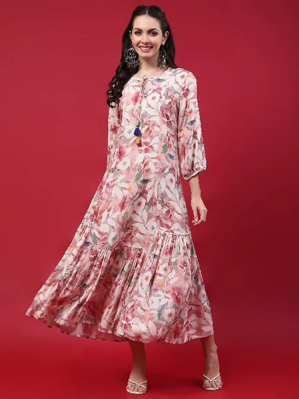 Women Pink Floral Printed Dress