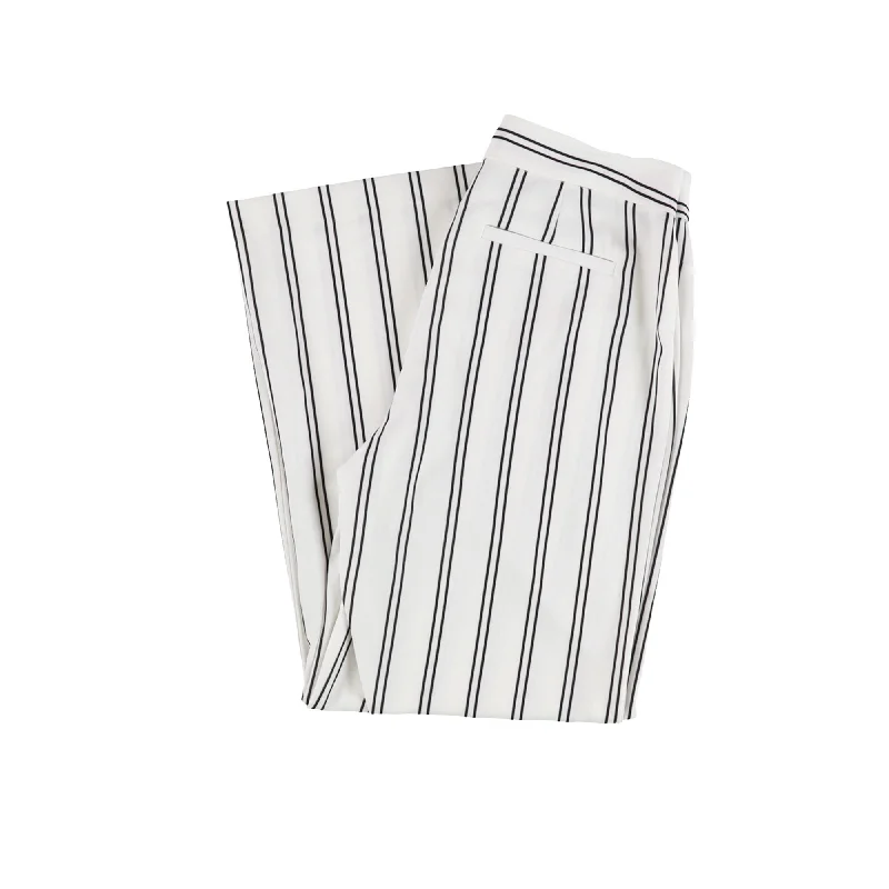 bar III Womens Striped Split Casual Wide Leg Pants, White, 8