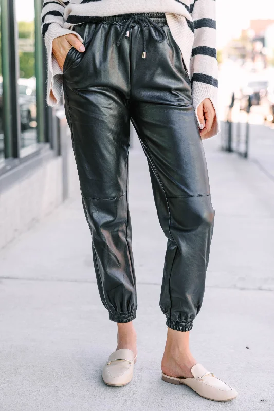 Be Your Best Black Faux Leather Joggers