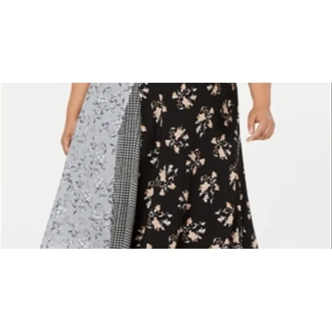 Calvin Klein Women's Printed Midi Pleated Skirt Black Size 16W