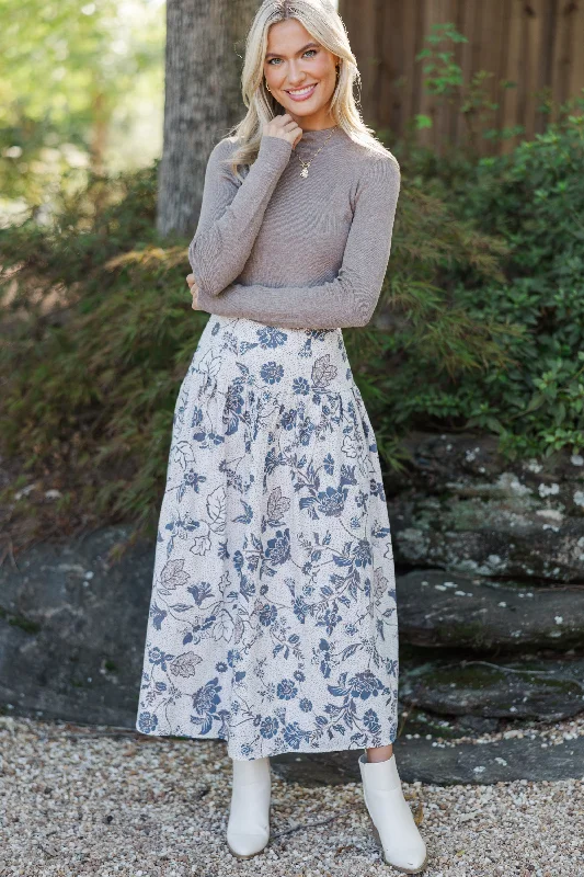 Get A Good Look Brown Floral Midi Skirt