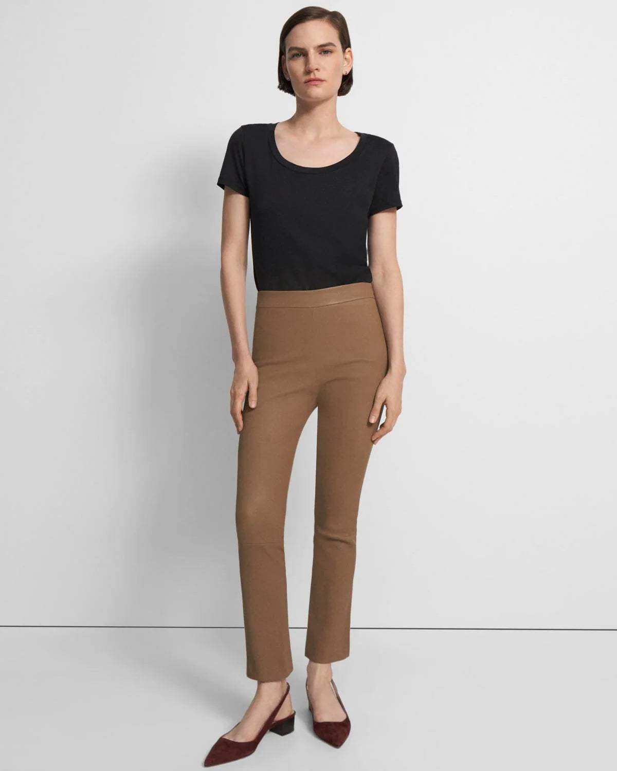 Leather Slim Kick Pant - Truffle