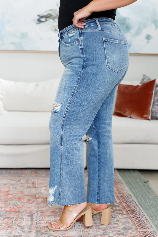 Nora High Rise Rigid Magic Destroy Slim Straight Jeans - Judy Blue