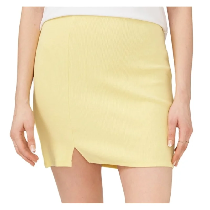 Riley & Rae Women's Sia Ribbed Pull On Skirt Yellow Size Large