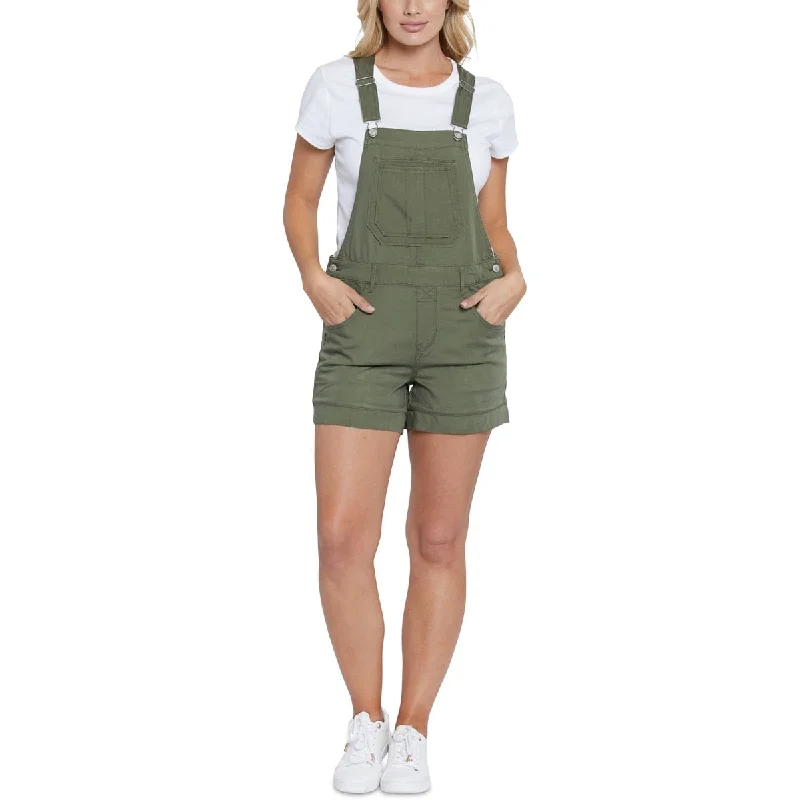 Seven7 Women's Pocketed Adjustable Bib Shortalls Sleeveless Square Neck Romper Green Size X-Large