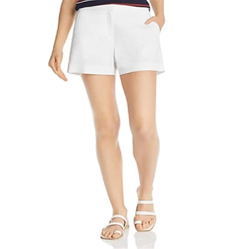 Theory Women's Lynie Linen Blend Casual High Waist Shorts White Size 8