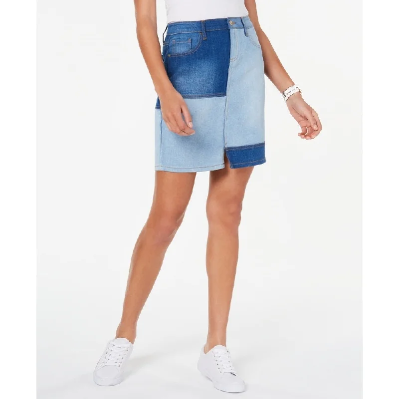 Tommy Hilfiger Women's Patchwork Denim Skirt Blue Size 8