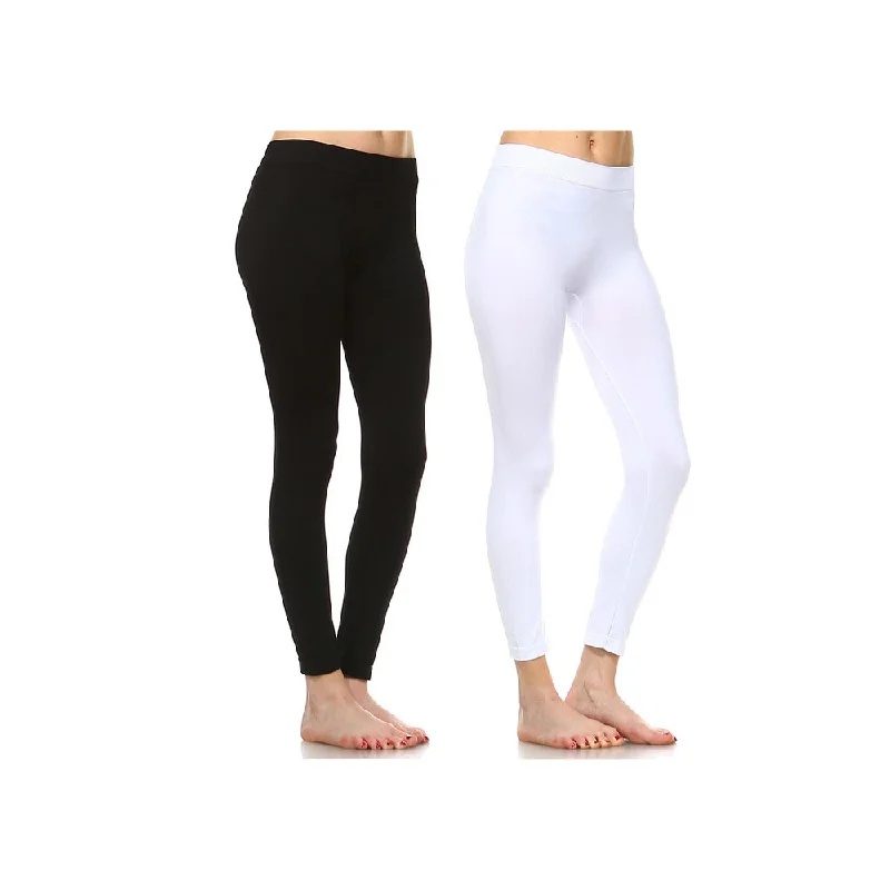 White Mark Women's Solid-color Leggings (Pack of 2)