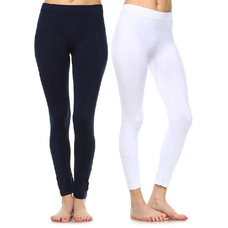 White Mark Women's Solid-colored Leggings (Set of 2)