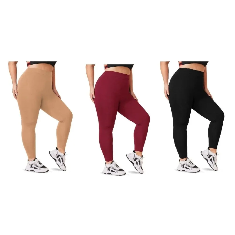 Womens High Waisted Yoga Leggings 2Pack Plus Size Comfort UltraSoft