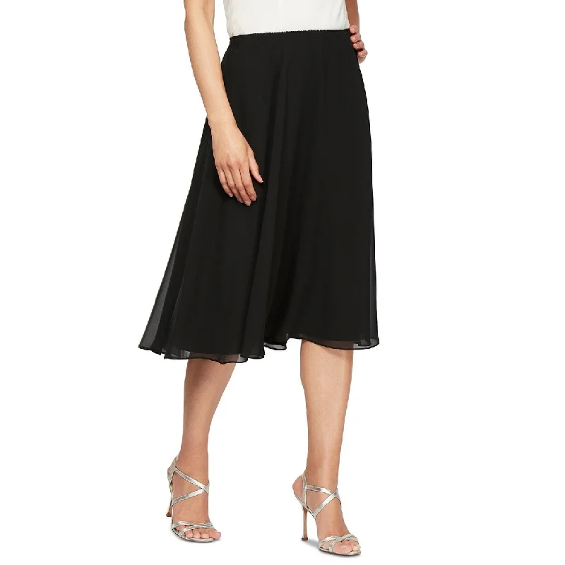 Alex Evenings Women's Chiffon Midi Skirt Black Size X-Large