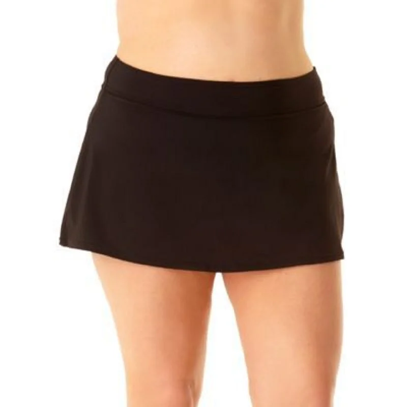 Anne Cole Women's Plus Size Swim Skirt Swimsuit Black Size 16