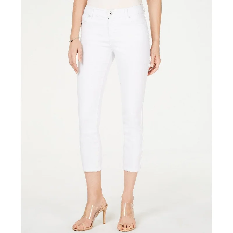 INC International Concepts.Women's Curvy-Fit Cropped Straight-Leg Jeans White Size 10