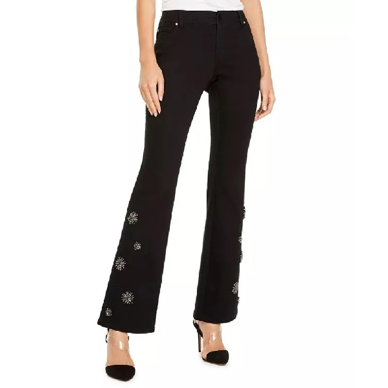 INC International Concepts Women's Embellished Bootcut Jeans Black Size 2