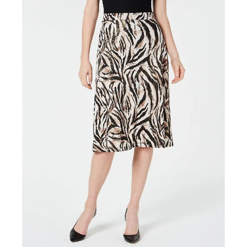 Kasper Women's Petite Animal-Print A-Line Skirt Brown Size X-Large