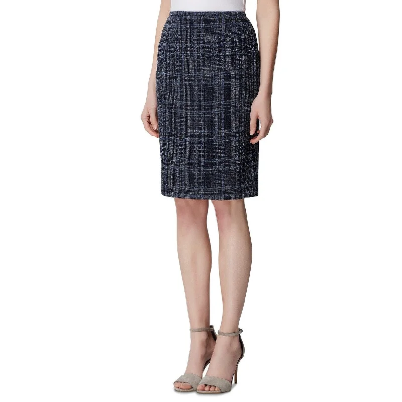 Tahari Asl Women's Plaid Tweed Skirt Blue Size 6