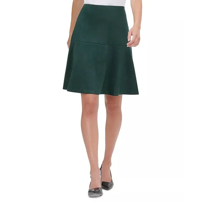 Tommy Hilfiger Women's Faux-Suede A-Line Skirt Green Size 8